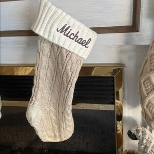 Cable Knit Christmas Stocking - Cream